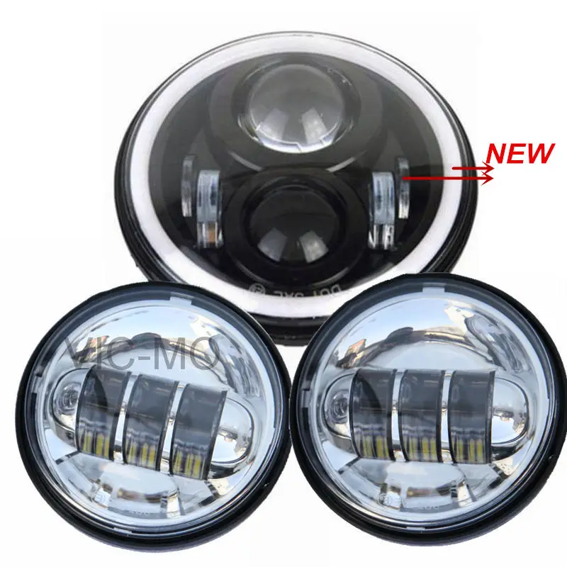 

Motorcycle 7" LED Daymaker Headlamp Headlight Auxiliary Passing Light For Harley Daivdson Touring Softail Road King Street Glide