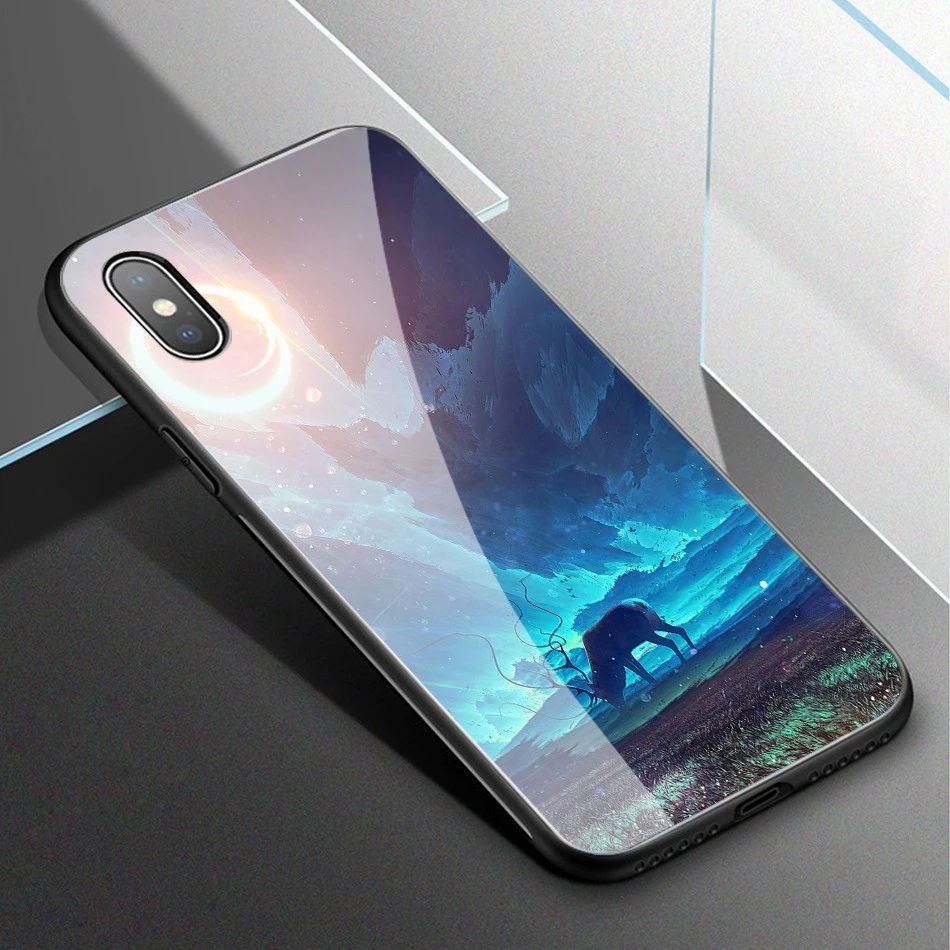 Luxury tempered glass case for iPhone XS Max silicone space patterned phone cover for iPhone XS XR X 8 7 6 6s plus fitted coque  (15)