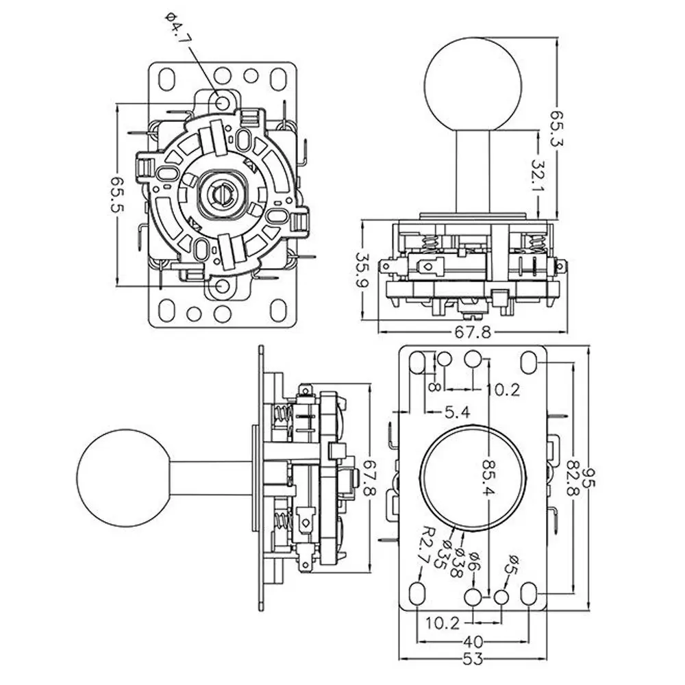 2 шт. копия Sanwa 8Way джойстик с микро переключателем для DIY аркадная игровая машина высокое качество многоцветный красный зеленый синий белый черный