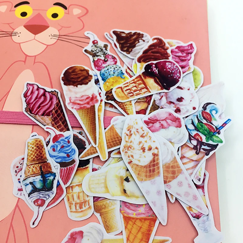 

40pcs Self-made Ice Cream Sticker Handbook Peripheral cake Food Diary Korean Edition Cute Diy Album Decoration Notbook