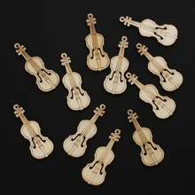 10 шт. в форме скрипки необработанные деревянные вырезанные кусочки штук художественные ремесла проекты орнамент украшения для скрапбукинга для настольной игры