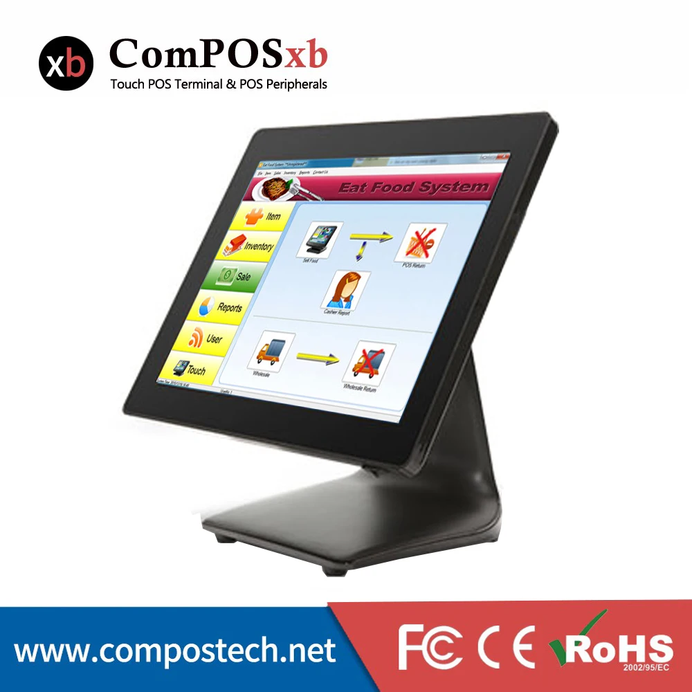 Хорошее качество 15 ''POS машина с черным сенсорным экраном POS система все в одном