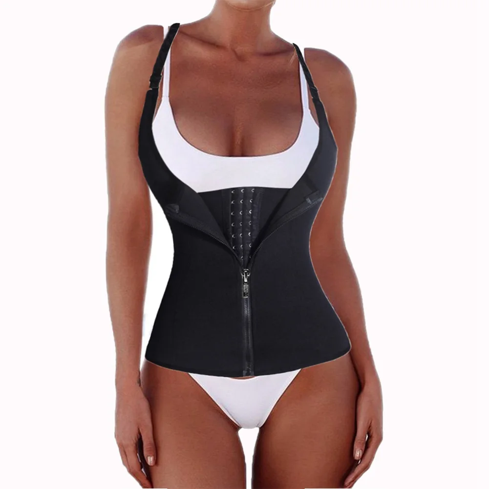 Women Adjustable Shoulder Strap Waist Trainer Vest Corset Zipper Hook 3XL Body Shaper Plus Size Waist Cincher Tummy Bodysuit