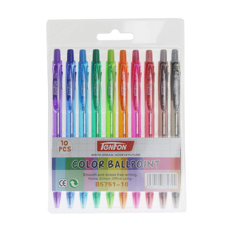10 шт. смешанные цвета короткий дизайн шариковая ручка многоцветный чернильный пресс Шариковая ручка для школы офисные поставки