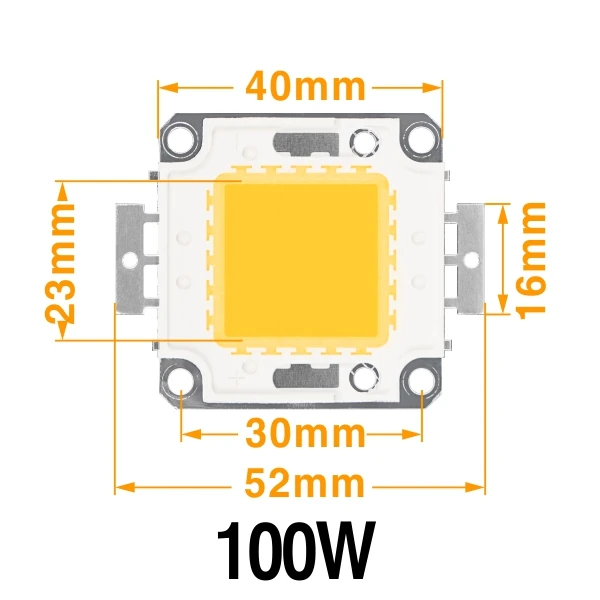 Светодиодный чип 10 Вт, 20 Вт, 30 Вт, 50 Вт, 100 Вт, высокая яркость, 9-12 В, 30-36 в, холодный белый, теплый белый, сделай сам, для прожектора, прожектора, нужен драйвер - Испускаемый цвет: 100W