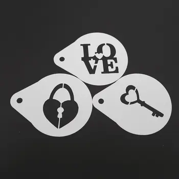 

2.8 Inch Love Heart Key Coffee Stencil Cake Decoration Cookie Cappuccino Latte Art Cake Mold Barista Tools