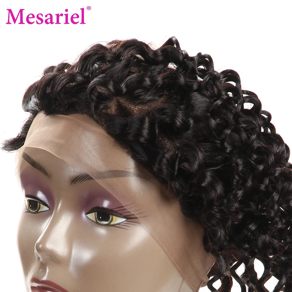 Mesariel Brazilian Deep Wave 360 Free Part Lace Frontal Closure 100% Non-Remy Human Hair Natural Color 10-20 Inch