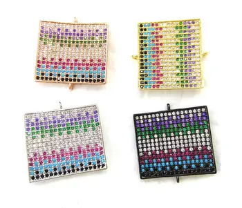 

2pcs CZ Micro Pave stone 22-25mm box Square CZ Micro Pave Evil Eye square box Pendant Eyes Micro Crystal Pave Diamond connector