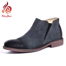 Hommes Bottes En Cuir Chaussures 2017 Mode Hiver Neige Bottes En Daim En Cuir bottes Glissement Sur des Chaussures Hommes Chaud Cheville Bottes 38-47 Plus La Taille
