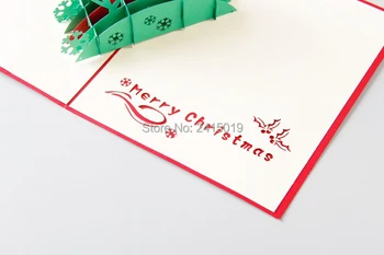 

Free ship 5pc/lot 13x15cm handmade exquisite 3D fold up Christmas party greeting invitation card kids children birthday cards