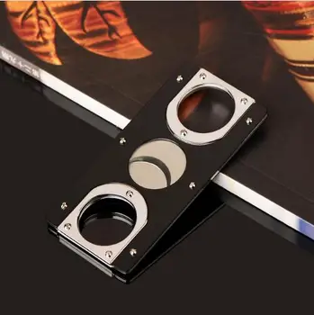 

Luxury Gadgets Stainless Steel Sharp Dual Blades Four Colors Cigar Cutter Cigar scissors W/ Black Gift Case