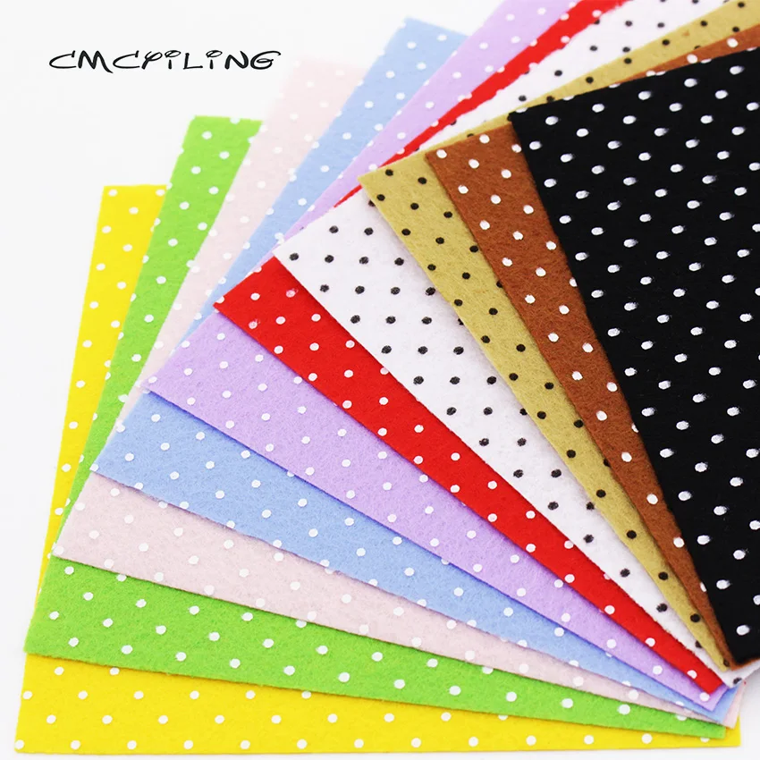 

Patchwork Printed Felt Fabric For Scrapbooking Sewing Dolls Craft Dot Pattern 1mm Thick Polyester Cloth Felt Sheet 10 Pcs/lot