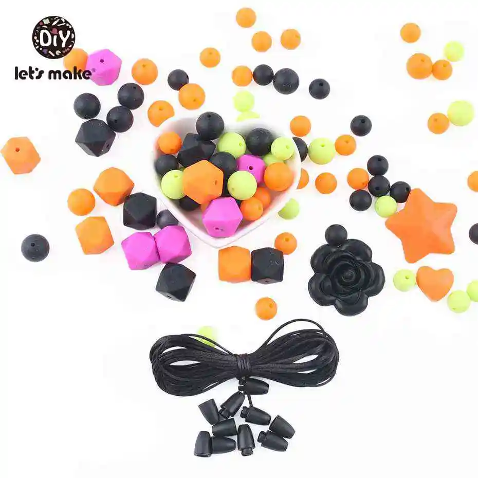 

Let's Make 1Set Siilicone Halloween Beads Food Grade Silicone Teether BPA FREE DIY Making Jewelry Necklace Beads Nursing Pendant