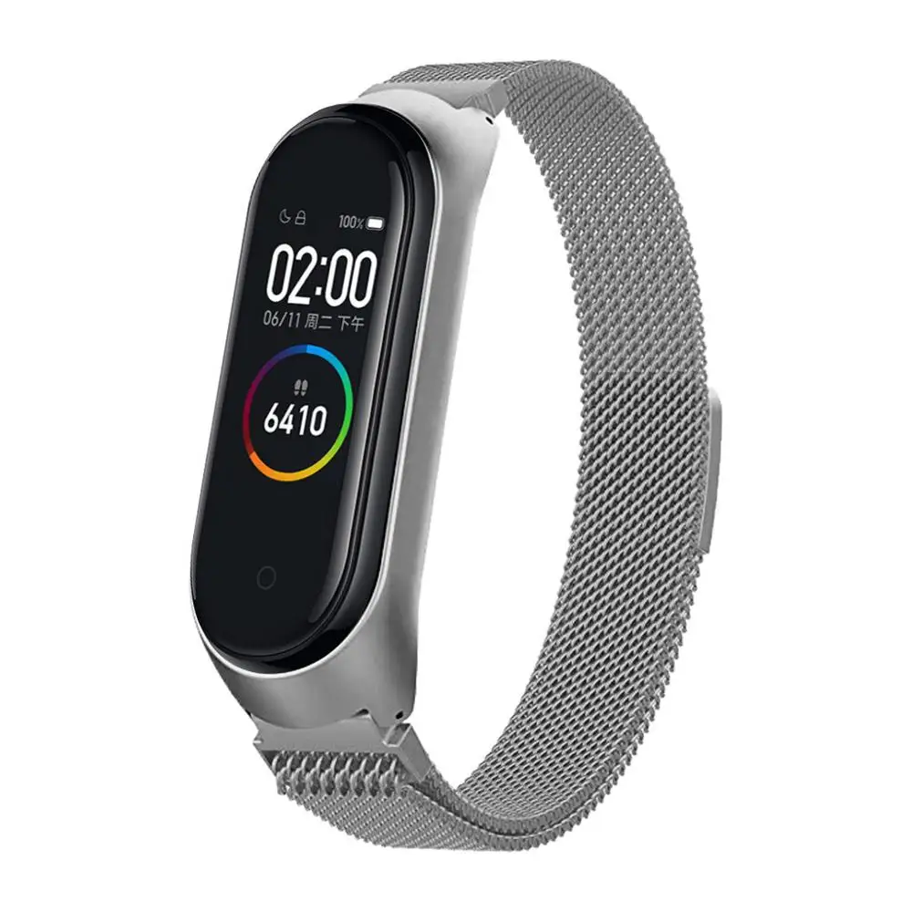 Ремешок Миланская петля из нержавеющей стали для Xiaomi Mi Band 4 магнитный браслет