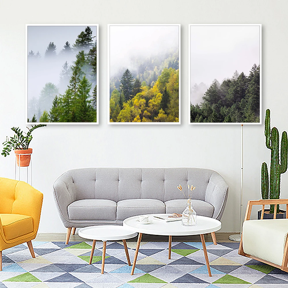 Nordic Forest Lanscape Wall Art Canvas Poster and Print Canvas Painting