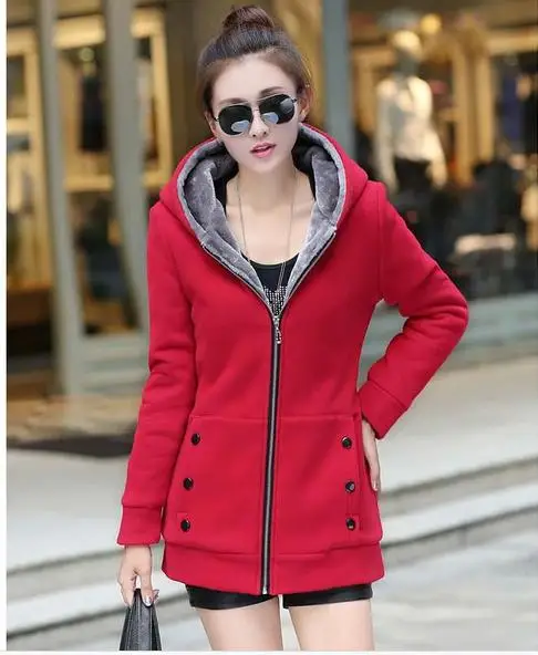 

Basic jackets coat fall and winter clothes thick velvet hooded Coats Woman Plus Size Ladies Slim Jacket Coat 1636