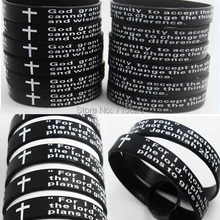200 шт. English Господня& Serenity Молитва силиконовые Браслеты Мужская Мода Напульсники Ювелирные Много
