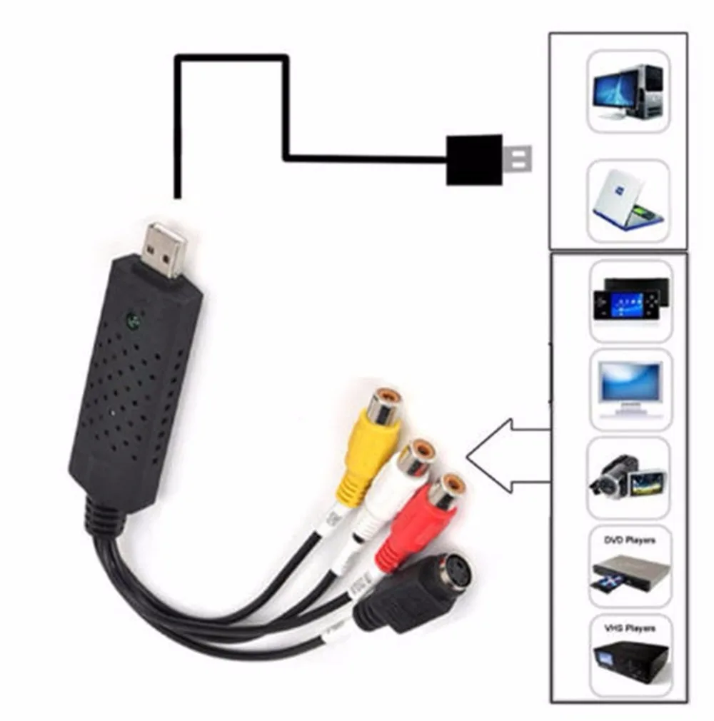 Высокое качество Черный USB 2,0 Видео Захват карты конвертер ПК адаптер ТВ аудио DVD DVR VHS