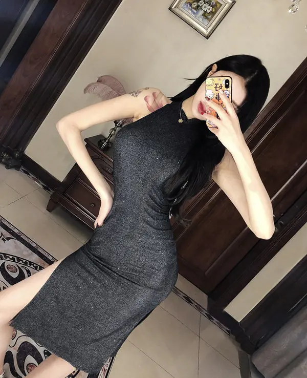 Реальный выстрел новые модные пикантные Ретро кружево flash высокий разрез cheongsam платье для девочек - Цвет: 9100