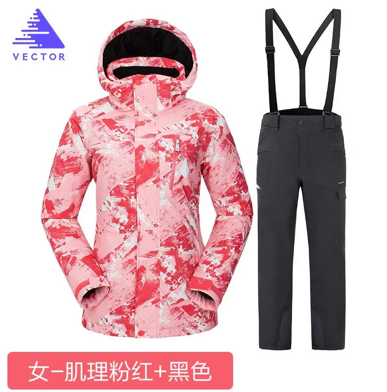 Бренд VECTOR лыжный костюм женский теплый водонепроницаемый лыжный костюм набор дамские уличные спортивные зимние пальто сноуборд снежные куртки и брюки - Цвет: Set 13