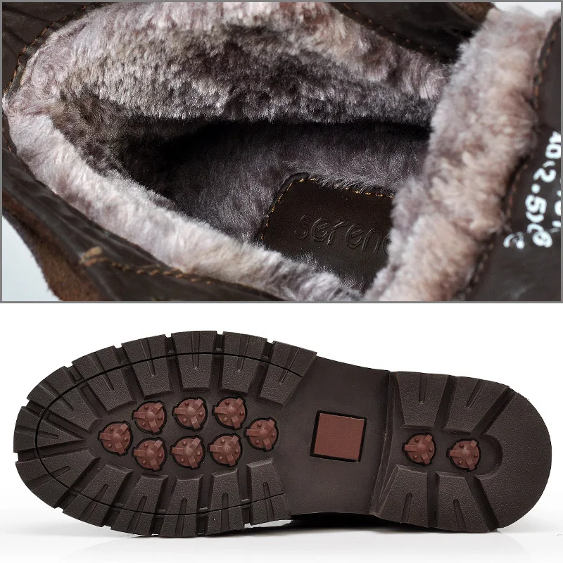 Европейские размеры 28-65, Мужские осенне-зимние Ботинки martin из натуральной кожи на меху с хлопковой подкладкой Мужская обувь из телячьей кожи