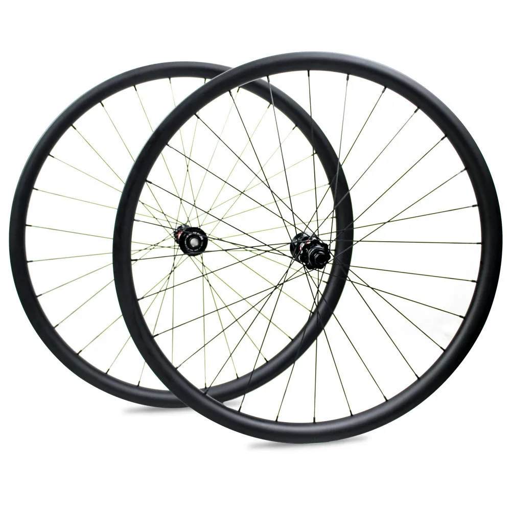 Best 350g Super ligero carbono 29er MTB Rim 33mm ancho Tubeless listo XC AM bicicleta de montaña rueda Powerway M42 Cubo de tracción recta 12