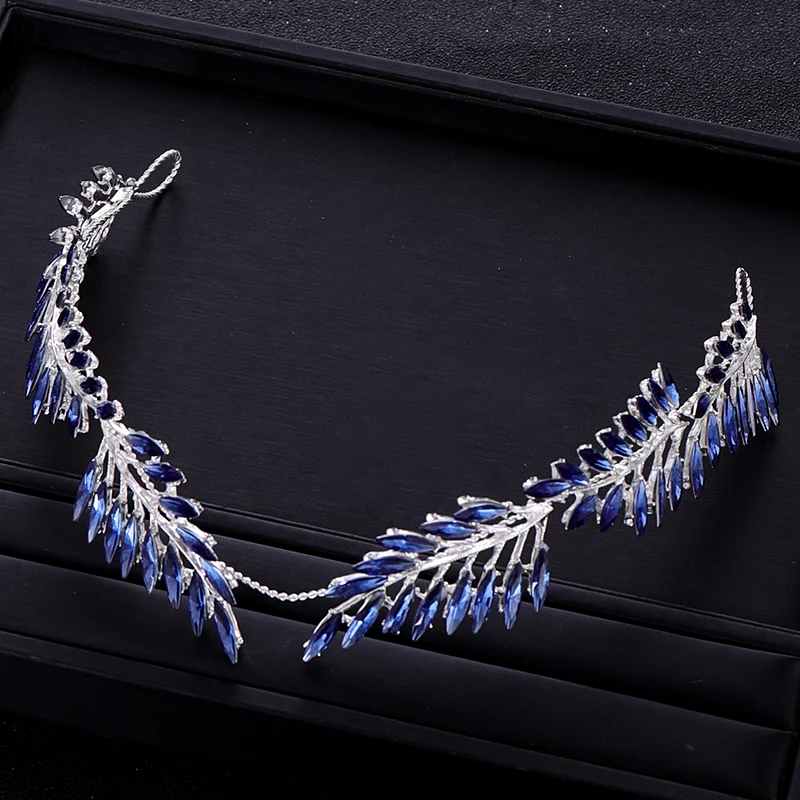 New Wedding Tiara Bridal Crystal Hair Accessories Female Headband Blue Headband Bridal Tiara Wedding Tiara Hair Accessories Gift