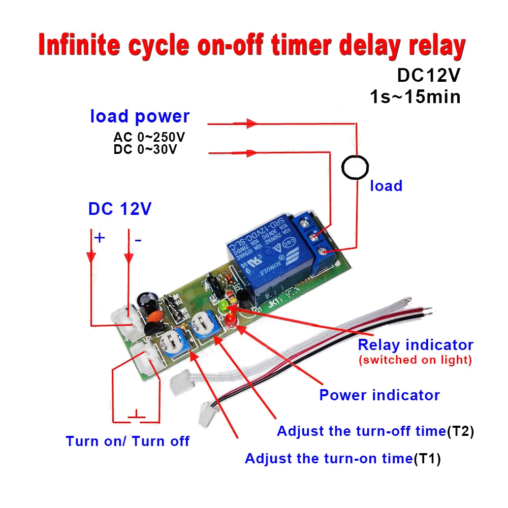 5 в постоянного тока/12/24 V бесконечное задержка цикла времени таймера реле Вкл/Выкл переключатель модуля петли времени