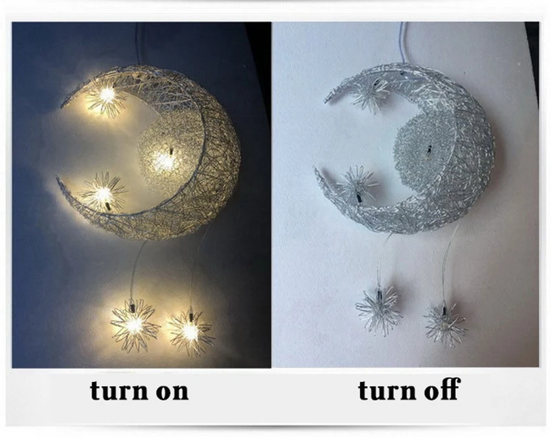 Modern Moon Star Pendant Light Christmas Decorations Creative Personality Children Bedroom Aluminum for Home Fixture Lighting (12)