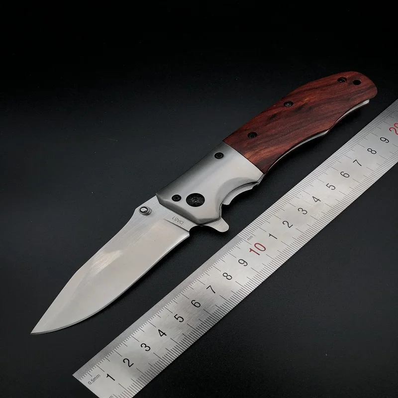 

LOKI Browning DA51 Folding Knife 3Cr13Mov Blade Redwood steel Handle Hunting Survival Tactical Outdoor Camping Knife EDC Tools