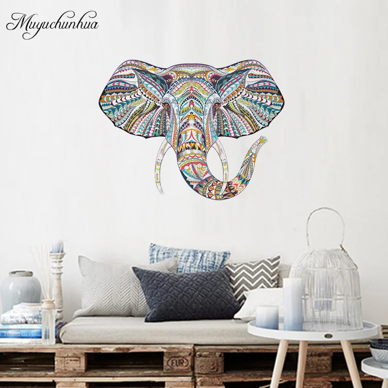 Us 6 23 Colorful Elephant Wall Sticker Family Decal For Living Room Bedroom Decor Home Decoration Accessories Art Stickers In Wall Stickers From