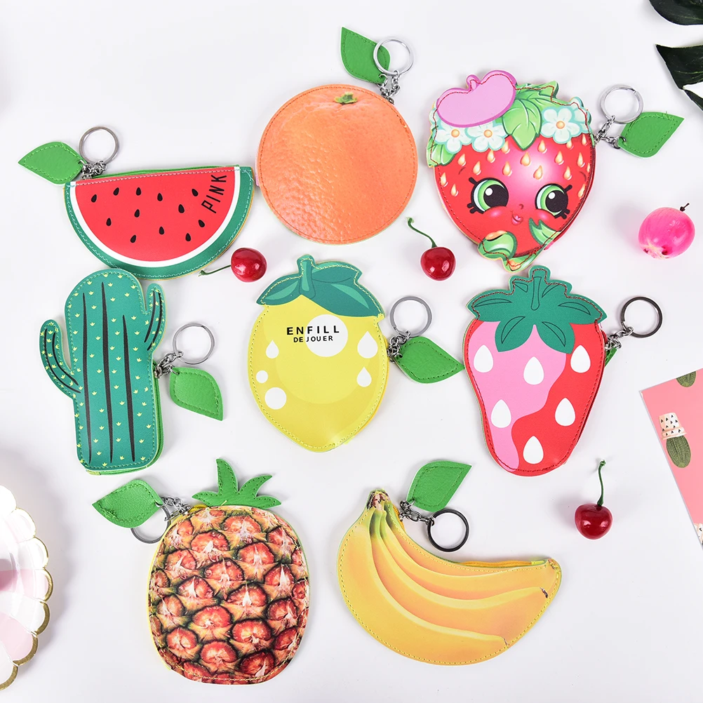 1PCS New Kawaii Fruit Coin Purse Kiwi Fruit Shaped Keychain Fruit Key