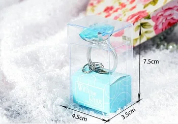 

100pcs Diamond ring shape keychain crystal Key ring wedding favors and gifts for guest wen6428