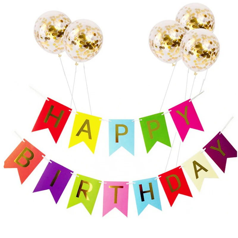 

1set 12 Inch Balloon Banner Inflatable Letter Decor Birthday Confetti Balloon Fish Tail Flag Party Decoration