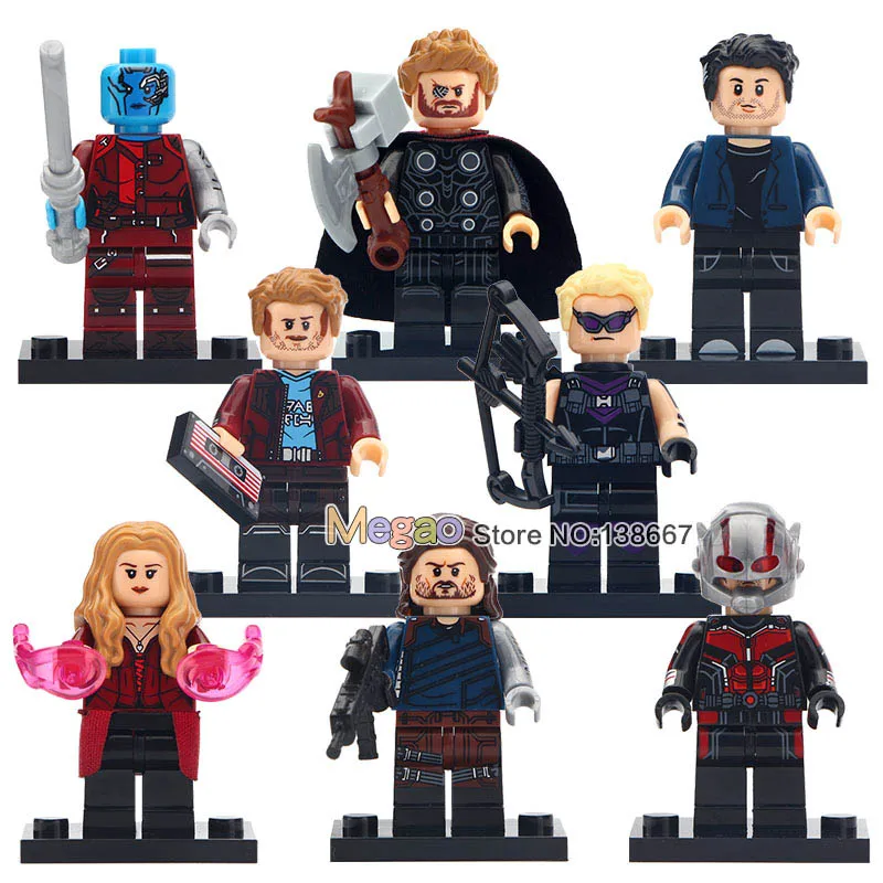 10 много Marvel Супергерои Мстители 4 эндигра танос Туманность видение Тор Звездный лорд Халк строительные блоки детские игрушки - Цвет: Золотой