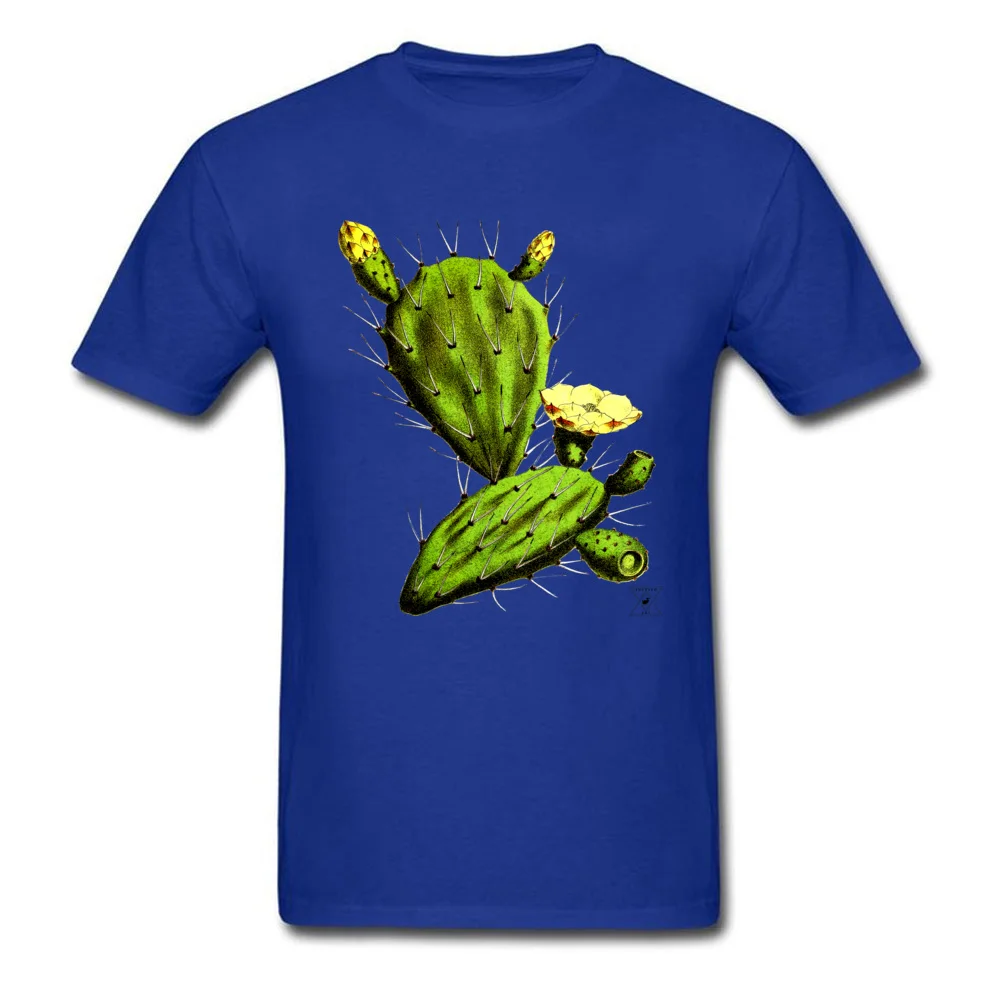 Custom Funny Men's T-Shirt Newest Summer Short Sleeve Round Collar Pure Cotton Tops Tees Party Tee Shirt Drop Shipping Desert Cactus by EncycloArt Botanical Cacti Plant Tee blue