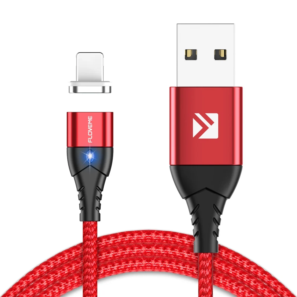 Магнитный USB кабель FLOVEME для iPhone XR XS MAX X 3A Быстрая зарядка type C Micro USB кабель для samsung S9 Note 9 - Цвет: Fashion Red