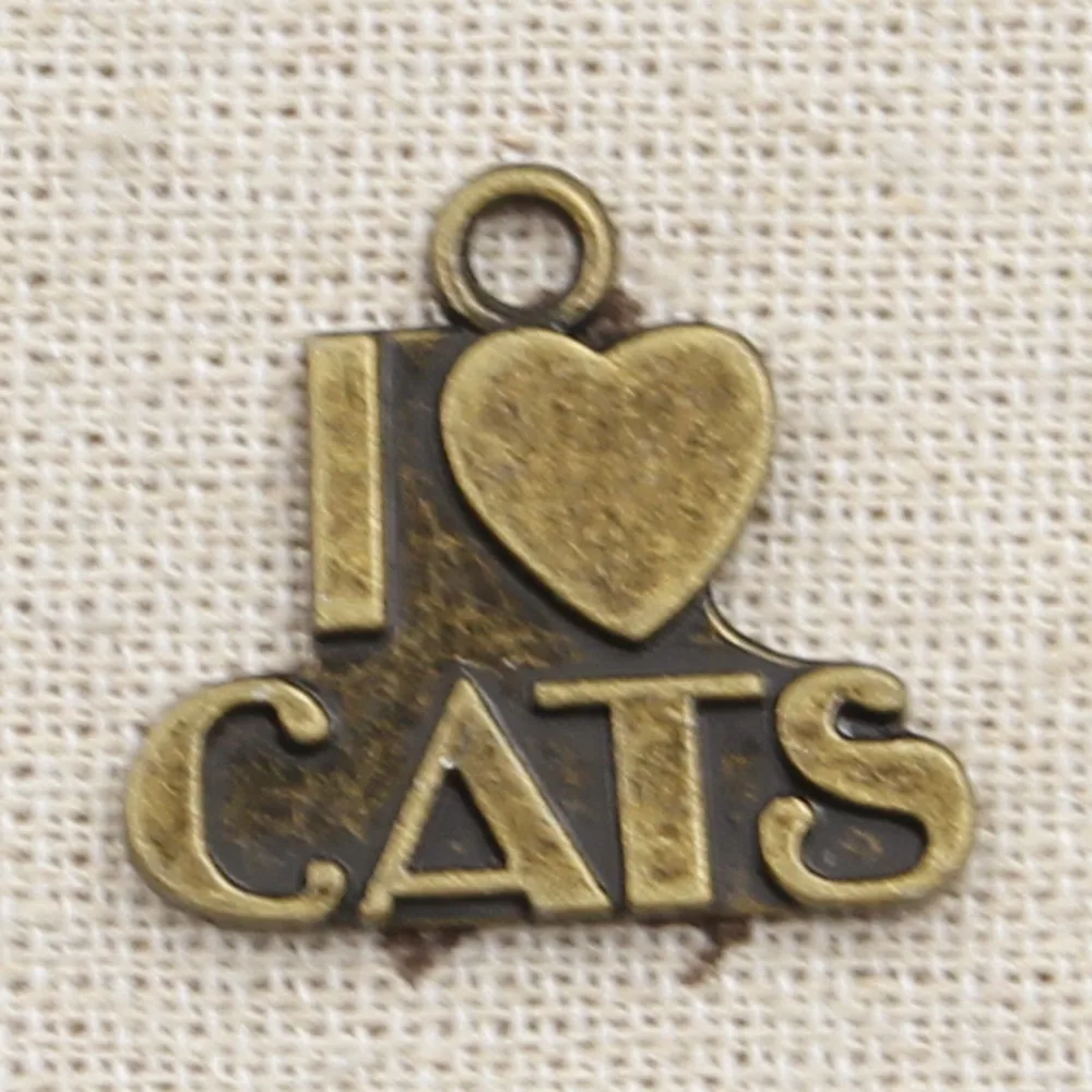 8 шт. талисманы с надписью I Love Cats 23x21 мм Античная решений Подвеска fit винтажные