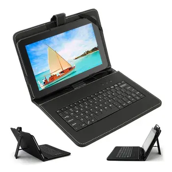 

10.1" 9.7" Inch Micro USB Leather Keyboard Case Stand Cover for Android Windows Tablet with Russian Spanish French Hebrew Arabic