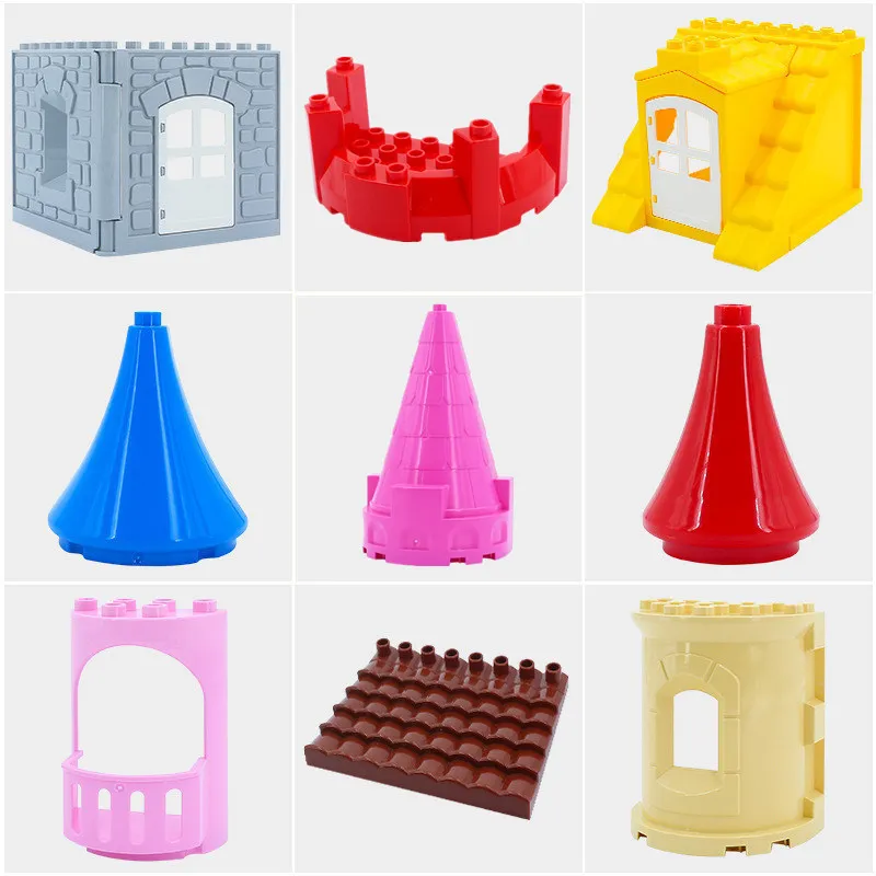 

Big Particle Diy Building Blocks Princess Roof Castle Window Wall Compatible with Duploed Toys for Children Kids Gifts