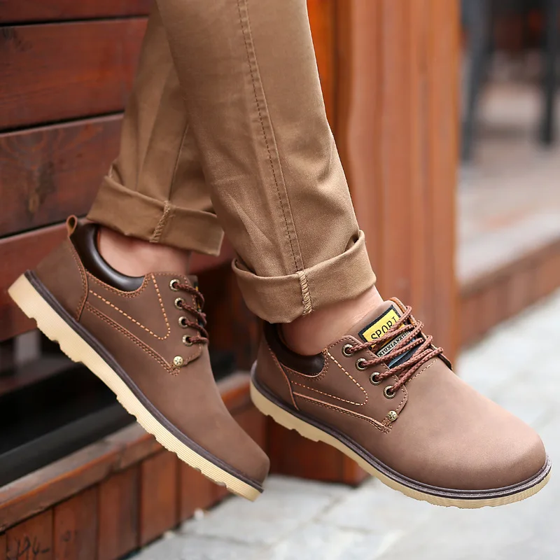 YWEEN Hot Sale Shoes Men Spring Autumn Casual Shoes Men Solid Lace-up Men's Shoes Fashion pu Leather Shoes