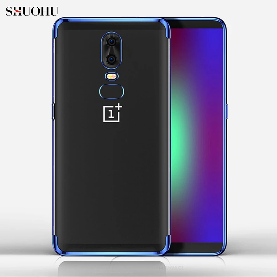 

SHUOHU Plating Crystal Clear Case For OnePlus 6 Cover For One Plus 6 Case Soft Silicone TPU Case Anti-knock Dirt-resistant