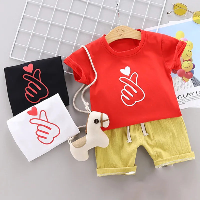 

Baby Boys Clothing 2019 Summer Clothes Outfits For Toddler Baby Kids Boys T-shirt Tops Solid Short Casual Clothes Outfit Set