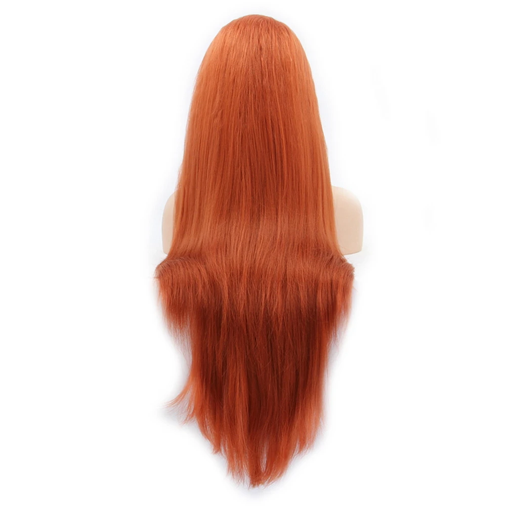 Yiyaobess Прямо Синтетические волосы на кружеве парик Длинные оранжевые волос термостойкие афро-американской Синтетические волосы на кружеве