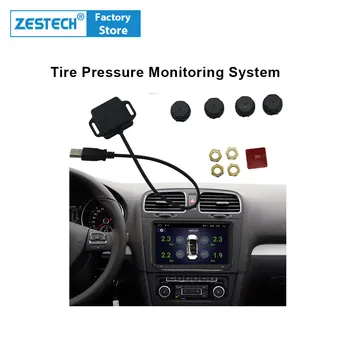 

car TPMS Tire Pressure Alarm Monitor System Display 4 External Sensor Temperature Warning Solar / Usual Charge