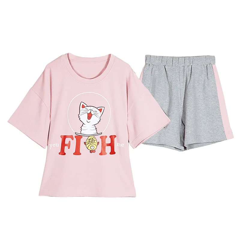 

Pear Diary Women Cotton Pajamas Sets Spring Autumn Winter Short Sleeve Sleepwear Printing Pajamas For Woman 2 Pieces Homewear