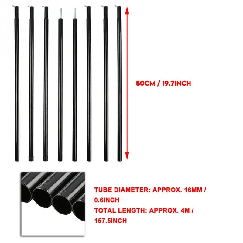 2 шт 4 м открытый солнцезащитный тент опорные стержни тент палочки навес оцинкованный железный тент рамки комплект палатки полюс баров