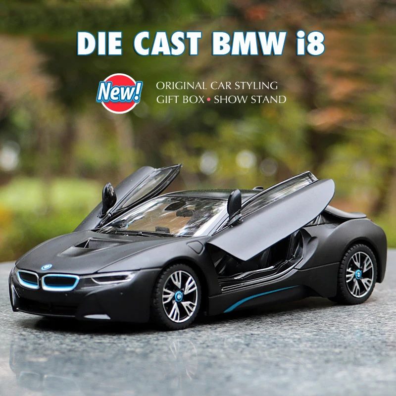 Kopen Rastar Bmw I8 Diecast Speelgoed Auto Model Hot Originele Diecasts Metal Voertuigen Gratis Wiel 124 Collectible Speelgoed Voor Jongen Verjaardag gift