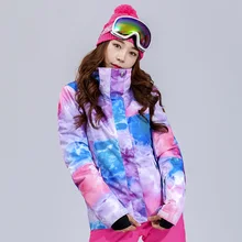 GSOU лыжная куртка для женщин, Водонепроницаемая дышащая женская куртка для сноуборда, зимнее термопальто, Женская куртка для походов