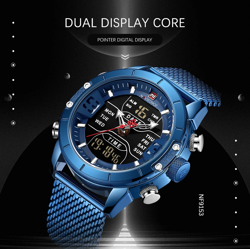 

Naviforce Man watch Sports Watches Waterproof Digital Quartz clock Top Brand Luxury Army Military Stainless Steel Mesh Fashion